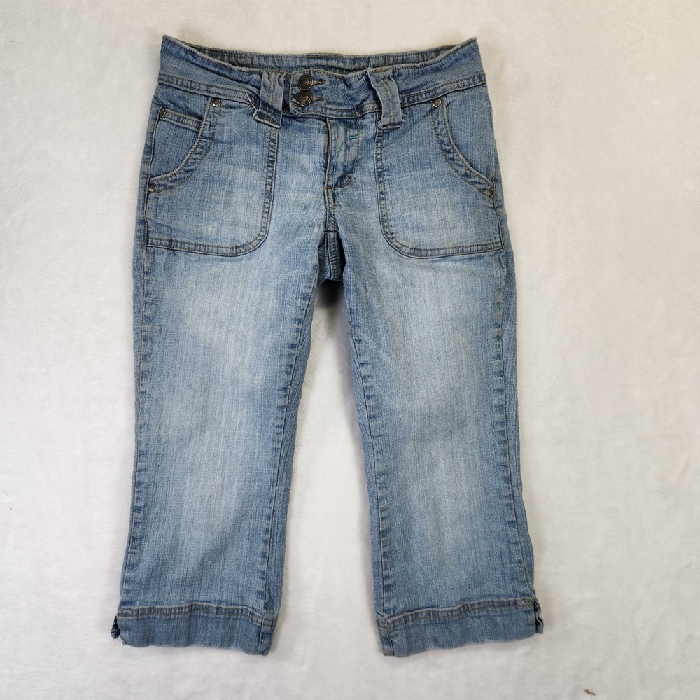 Y2K HYDRAULIC Women's Light Wash Capri Jeans Size‎ 2 Bootcut Stretch Denim Vtg